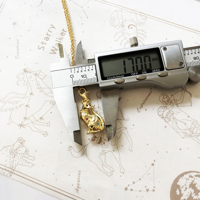 Colar Gato Charm Estrelas Mágicas de Ouro