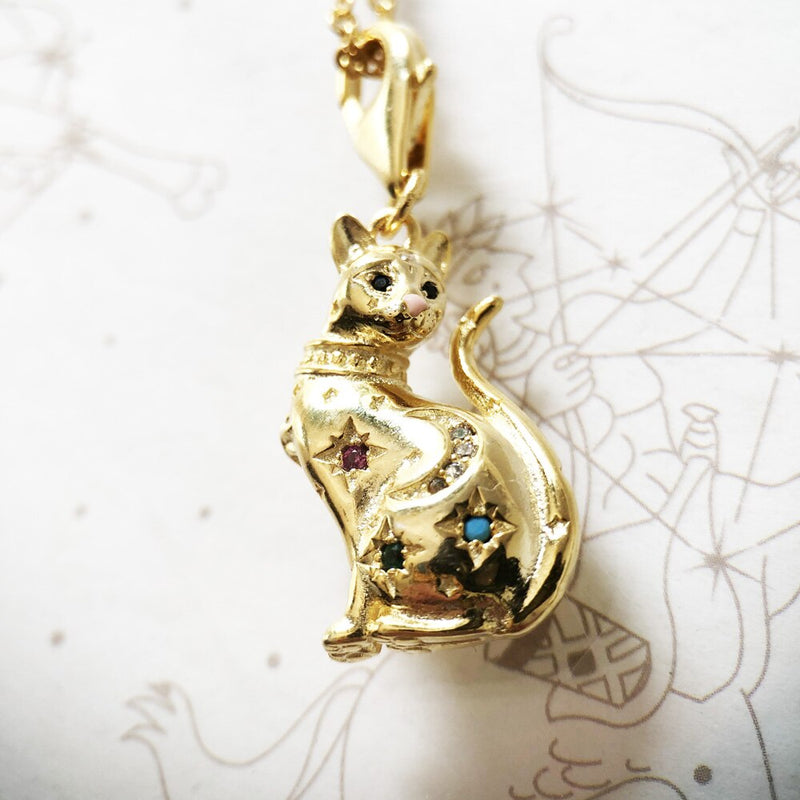Colar Gato Charm Estrelas Mágicas de Ouro