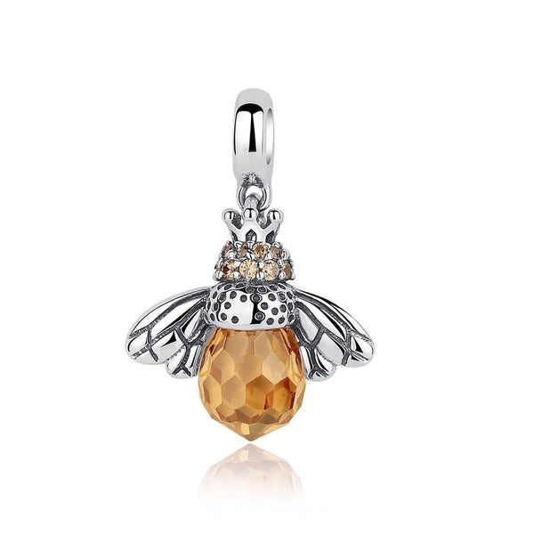 Pingente Charm Abelha - Prata e Zircônia Rainha