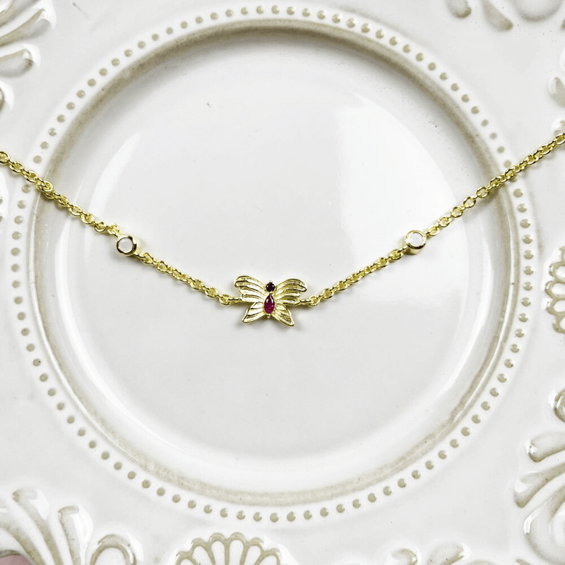 Pulseira Borboleta em Ouro 18k e Zircônias
