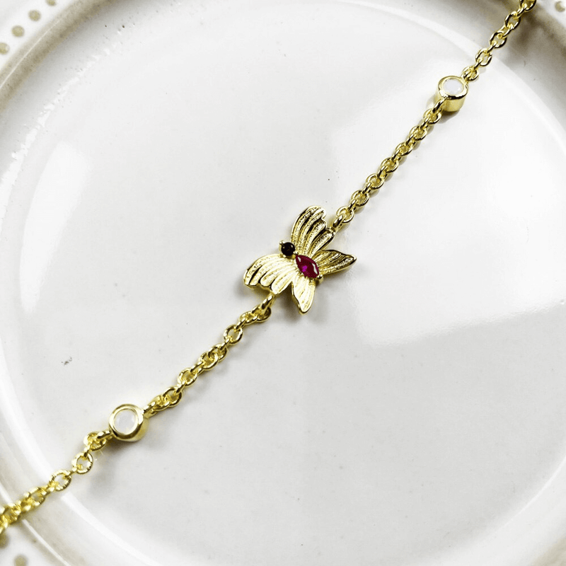 Pulseira Borboleta em Ouro 18k e Zircônias