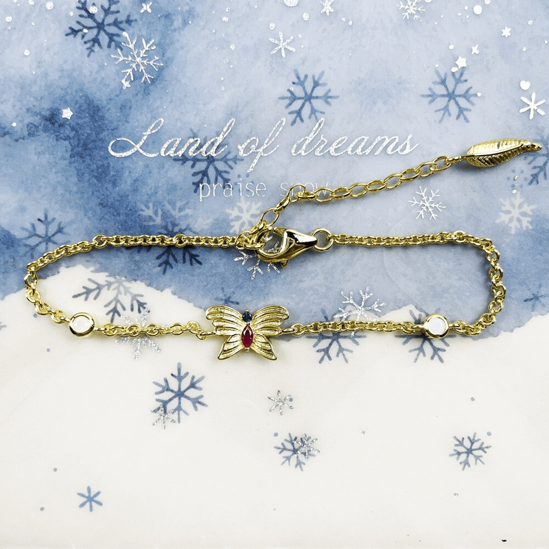 Pulseira Borboleta em Ouro 18k e Zircônias