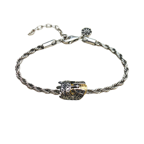 Pulseira com Elmo Caveira em Prata 925