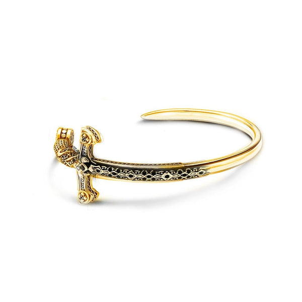 Bracelete Espada do Rei em Ouro e Zircônias Ônix
