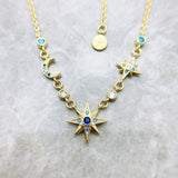 Colar Realeza Estrela e Lua Ouro