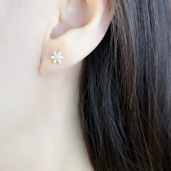 Brincos Flor Ágata em Ouro 18k