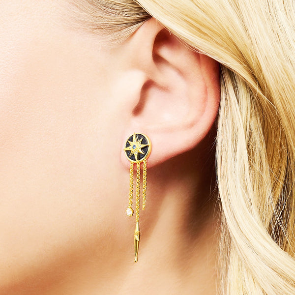 Brincos Realeza Estrela Banho de Ouro 18K