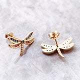 Brinco Libélula em Ouro 18K e Zircônias