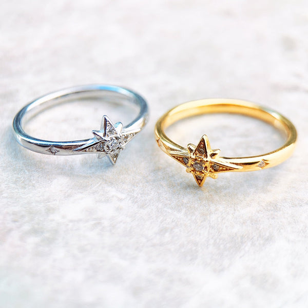 Anel Estrela de Prata 925 e Zircônias