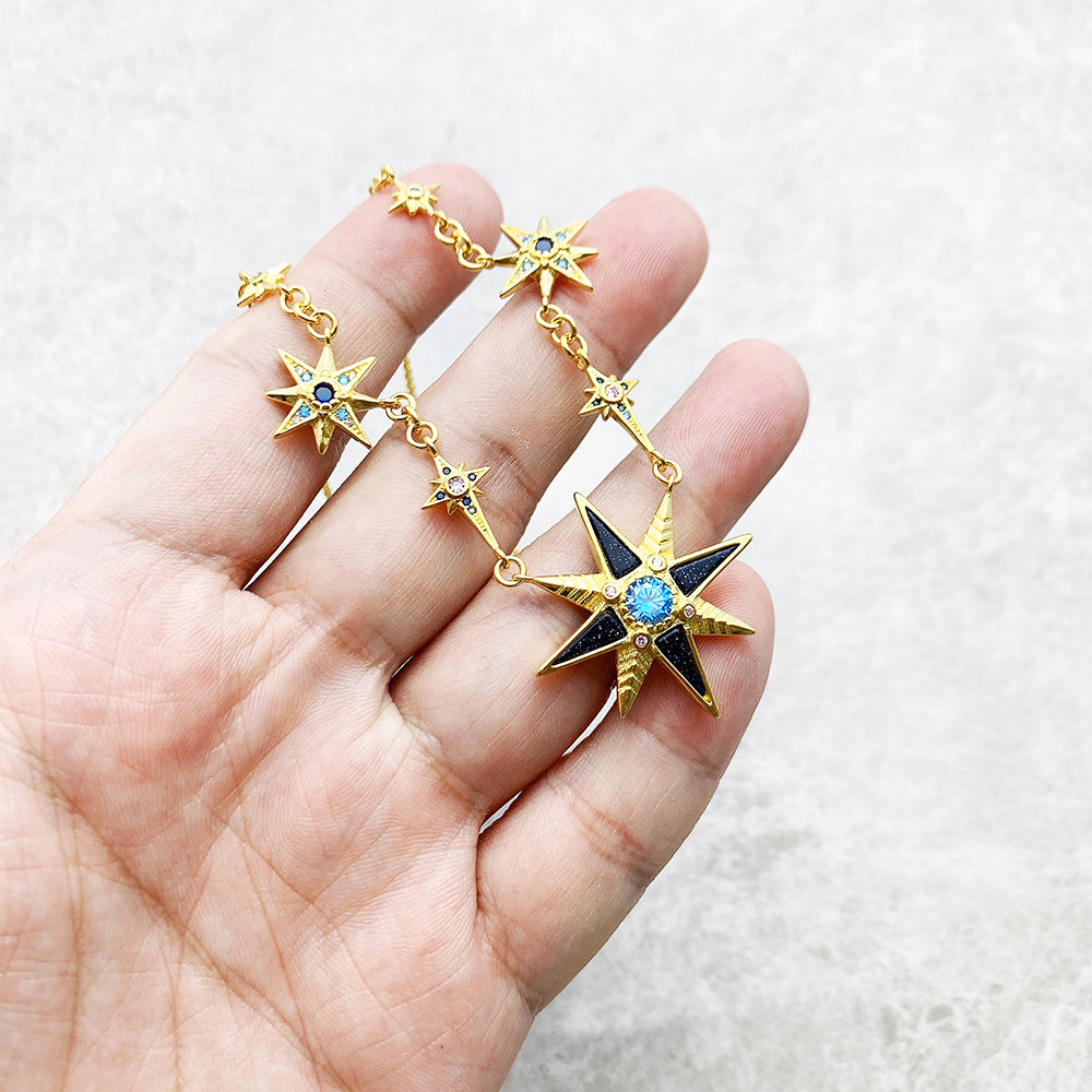 Colar Realeza Estrelas Banho de Ouro 18K