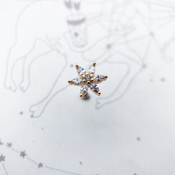 Brincos Flor Ágata em Ouro 18k