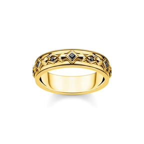 Anel do Último Rei - Ouro 18K e Zircônias Ônix
