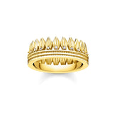 Anel Coroa de Folhas Banhado a  Ouro 18K